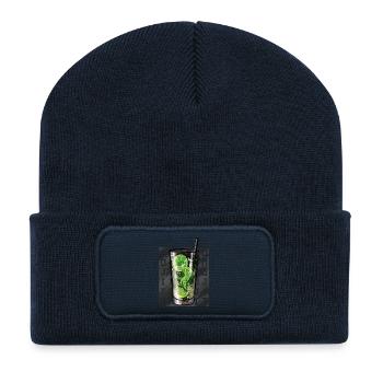 Mojito square writing - Recycled Patch Beanie - french navy - Front