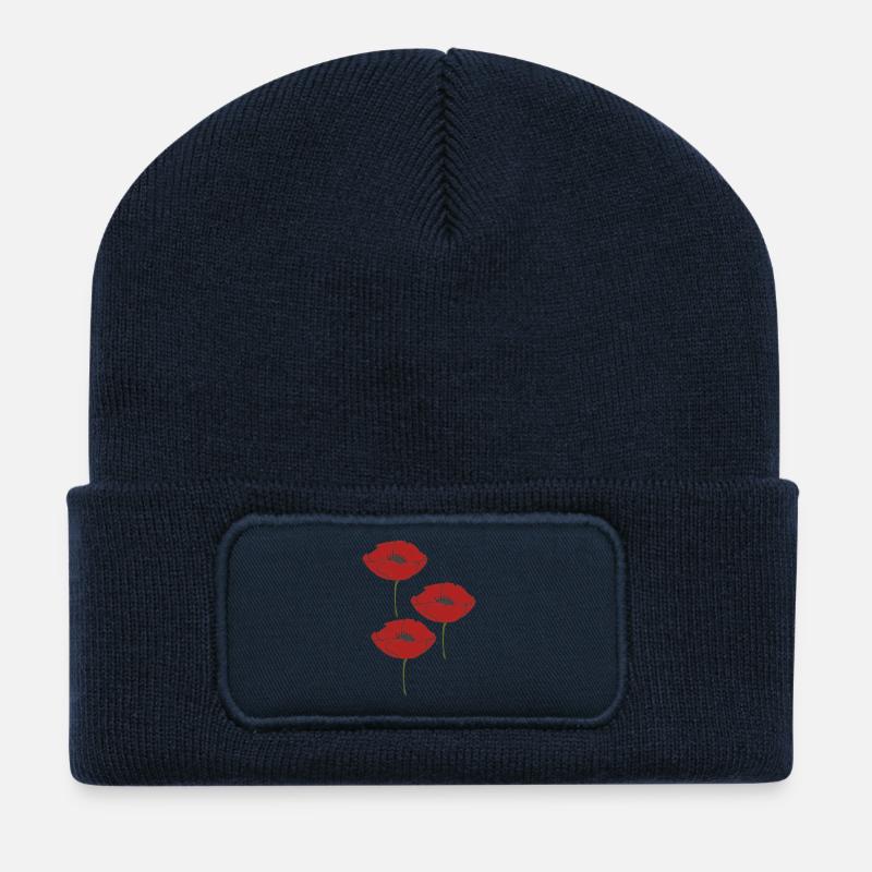 mohnblumen - Recycelte Patch Beanie - French Navy