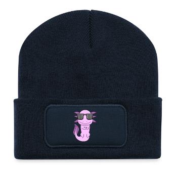 Axolotl avec lunettes de soleil - Beanie recyclé à patch - bleu marine - Devant