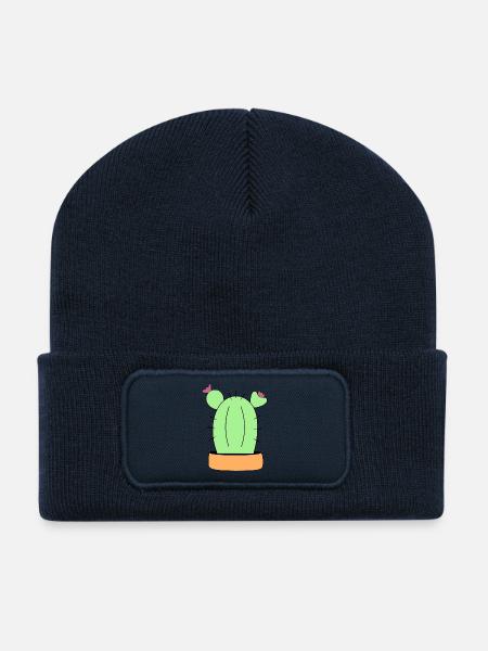 Kaktus, Kakteen, Sukkulenten, Pflanze - Recycelte Patch Beanie - French Navy