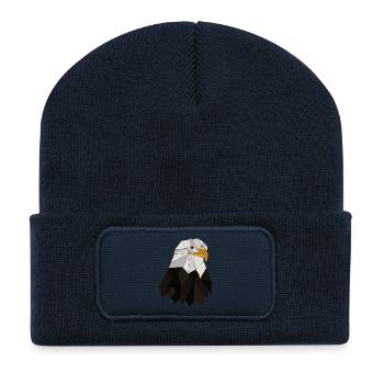 Géométrique aigle - Beanie recyclé à patch - bleu marine - Devant