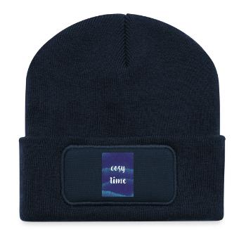 Cozy Night / Time with Plush Texture - Recycled Patch Beanie - french navy - Front