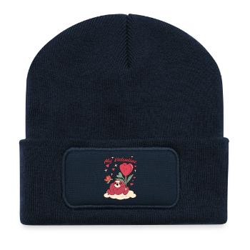 Paresseux de la Saint-Valentin - Beanie recyclé à patch - bleu marine - Devant