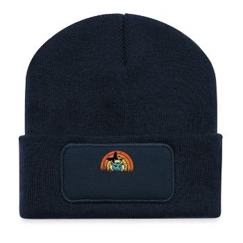 Colored butterfly circle on sunset - Recycled Patch Beanie - french navy - Front