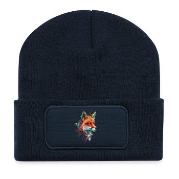 Fox with colorful splashes of color - Recycled Patch Beanie - french navy - Front
