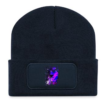 "Blacklight" Acrylic Paint by Marco Eckenbrecht - Recycled Patch Beanie - french navy - Front