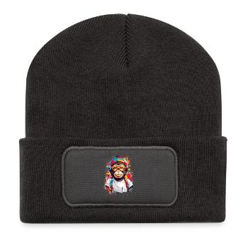 Singe cool - Beanie recyclé à patch - charbon - Devant