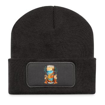 Bière de plage - Beanie recyclé à patch - charbon - Devant