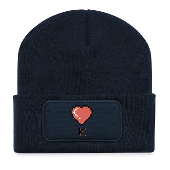 Heart king black outline - Recycled Patch Beanie - french navy - Front