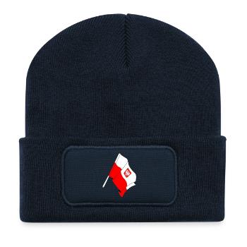 Pavillon : Pologne - Beanie recyclé à patch - bleu marine - Devant