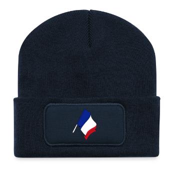 Pavillon : France - Beanie recyclé à patch - bleu marine - Devant