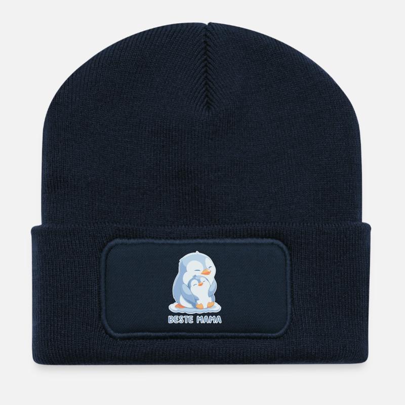 Beste Mama Pinguin Muttertag - Recycelte Patch Beanie - French Navy