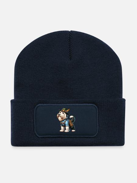 Bearded Collie Hund Bayern - Recycelte Patch Beanie - French Navy