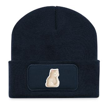 chaton fatigué - Beanie recyclé à patch - bleu marine - Devant