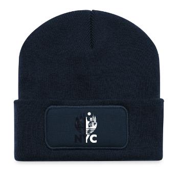 NYC Skyline: Die Stadt, die niemals schläft, New York - Recycelte Patch Beanie - French Navy - Vorne