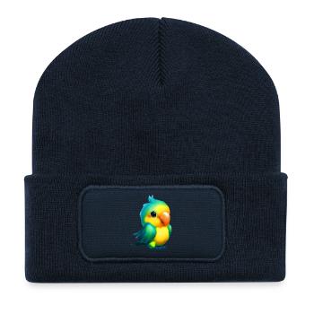 Perroquet - Beanie recyclé à patch - bleu marine - Devant