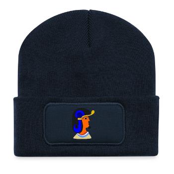 Ägyptisches männliches Porträt - Recycelte Patch Beanie - French Navy - Vorne