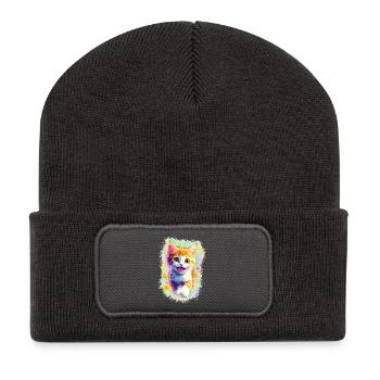 Glückliches Kätzchen 🌼🌸 - Recycelte Patch Beanie - Dunkelgrau - Vorne
