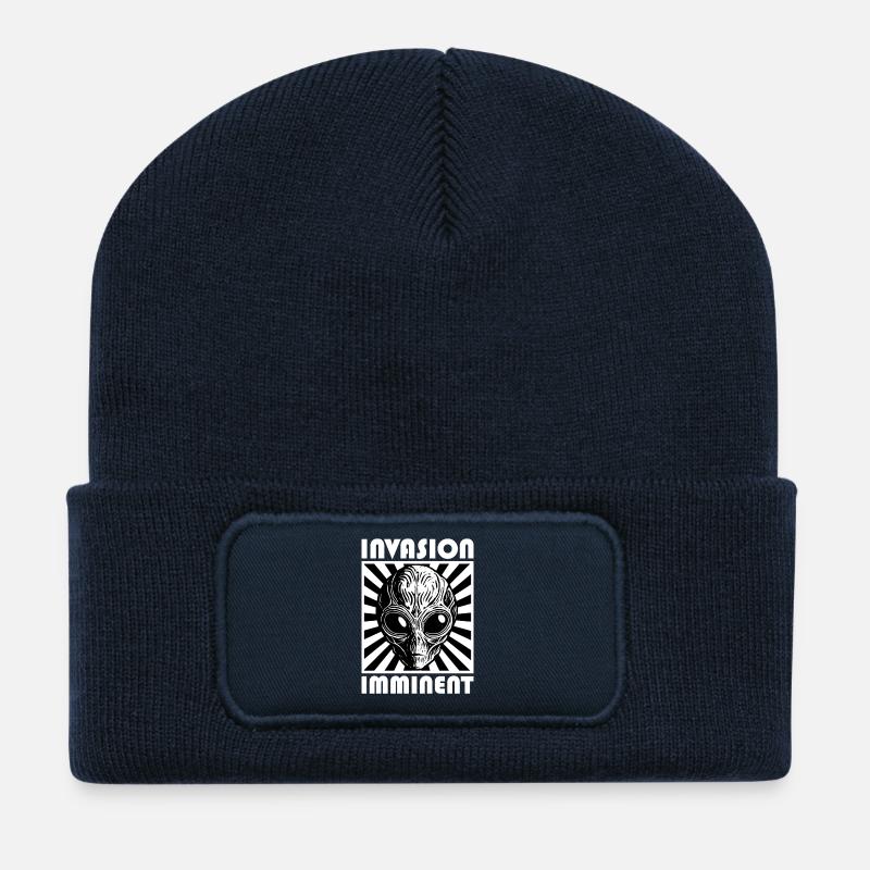 Alien Invasion Punk Artwork - Recycled Patch Beanie - french navy