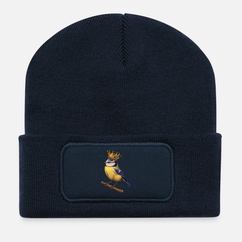 Roi de l’automne - Beanie recyclé à patch - bleu marine