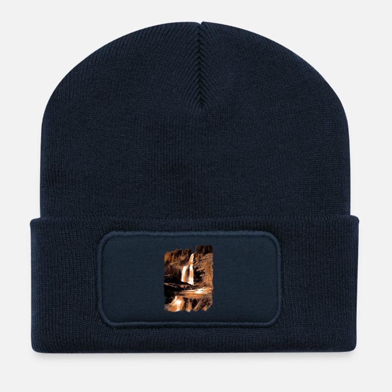 Natural waterfall in earth tones - Recycled Patch Beanie - french navy