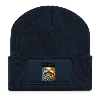 Motif de carpe pêcheur - Beanie recyclé à patch - bleu marine - Devant