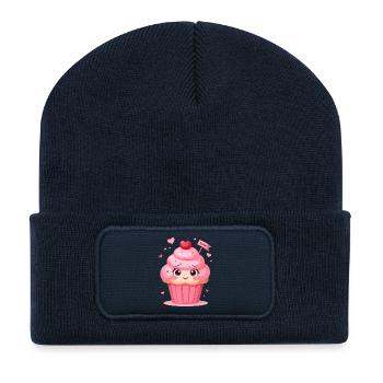 Valentinstag Muffin Liebe - Recycelte Patch Beanie - French Navy - Vorne