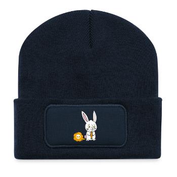 White rabbit and carrot fart - Recycled Patch Beanie - french navy - Front