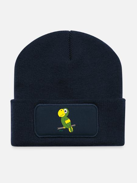 Parrot Green - Recycled Patch Beanie - french navy