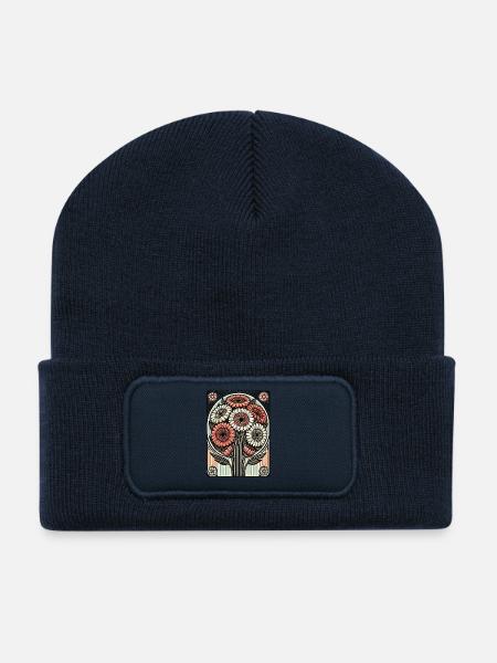 Gerbera Gänseblümchen - Recycelte Patch Beanie - French Navy