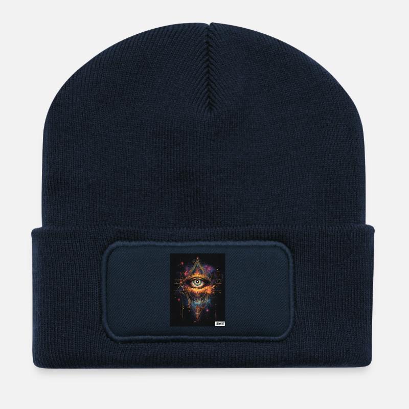 Le troisième œil - Beanie recyclé à patch - bleu marine