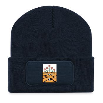 Strength Blooms from Adversity – Resilience Art - Recycled Patch Beanie - french navy - Front