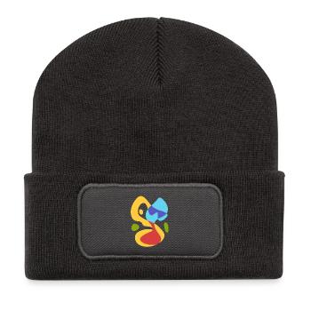 summer sea melody - vintage bold abstract - Recycled Patch Beanie - dark grey - Front