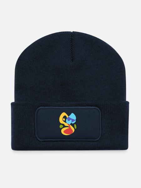 summer sea melody - vintage bold abstract - Recycled Patch Beanie - french navy