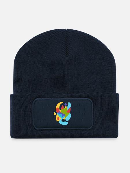 abstract summer tropical flora - Recycled Patch Beanie - french navy