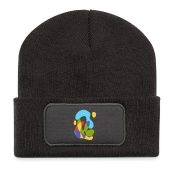 Meeressonne und tropische Flora - kühn abstrakt - Recycelte Patch Beanie - Dunkelgrau - Vorne