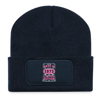 Vintage Born in 1975 made in 1975 50 years old. Art_20 - Recycled Patch Beanie - french navy - Front