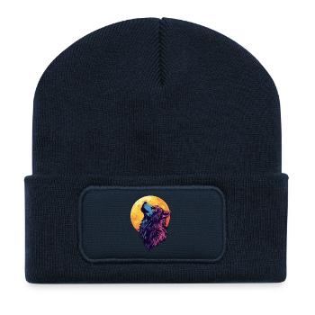 Wolf Mond - Recycelte Patch Beanie - French Navy - Vorne