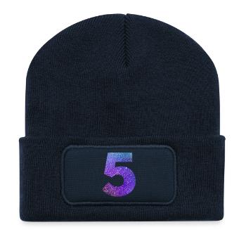Numéro 5 galaxie - Beanie recyclé à patch - bleu marine - Devant