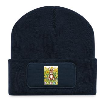 EG Ostern I Hase I Frohe Ostern I Geschenk I Blume - Recycelte Patch Beanie - French Navy - Vorne