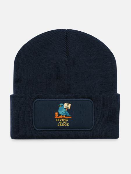 Funny Dove with Shield & Coffee - Recycled Patch Beanie - french navy