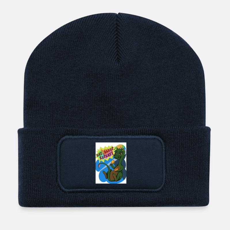 Eat sleep repeat - Beanie recyclé à patch - bleu marine