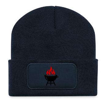 Grill Flamme Symbol - Recycelte Patch Beanie - French Navy - Vorne
