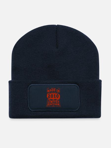 2010 Geburtstag 2010 Jahrgang 2010 Geburtstag - Recycelte Patch Beanie - French Navy