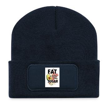 Gesunde Alternative mit Avocado und Fleisch, Keto - Recycelte Patch Beanie - French Navy - Vorne