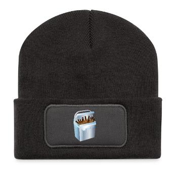 Glacière pleine de bouteilles de bière – motif d’été et de fête - Beanie recyclé à patch - charbon - Devant