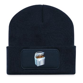 Glacière pleine de bouteilles de bière – motif d’été et de fête - Beanie recyclé à patch - bleu marine - Devant