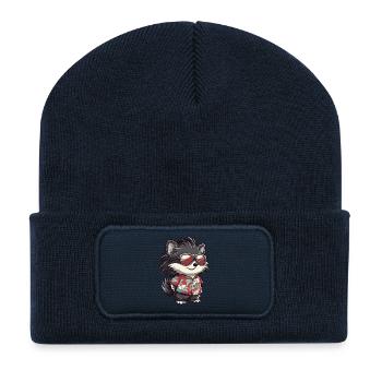 Hérisson Bande dessinée Holiday - Beanie recyclé à patch - bleu marine - Devant