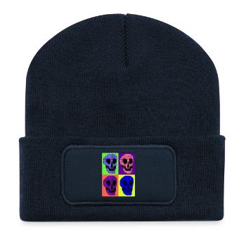 Four brightly colored skulls - Recycled Patch Beanie - french navy - Front