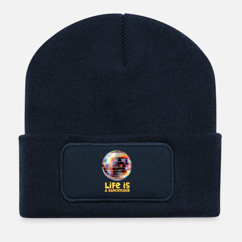 Disco Globe with Bright Colors - Recycelte Patch Beanie - French Navy